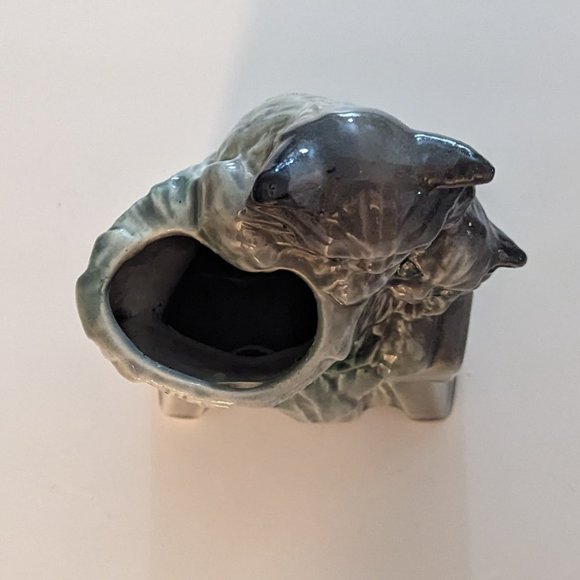 McCoy Vintage Ceramic Cat Planter / Vase Blue/Grey - Picture 2 of 6